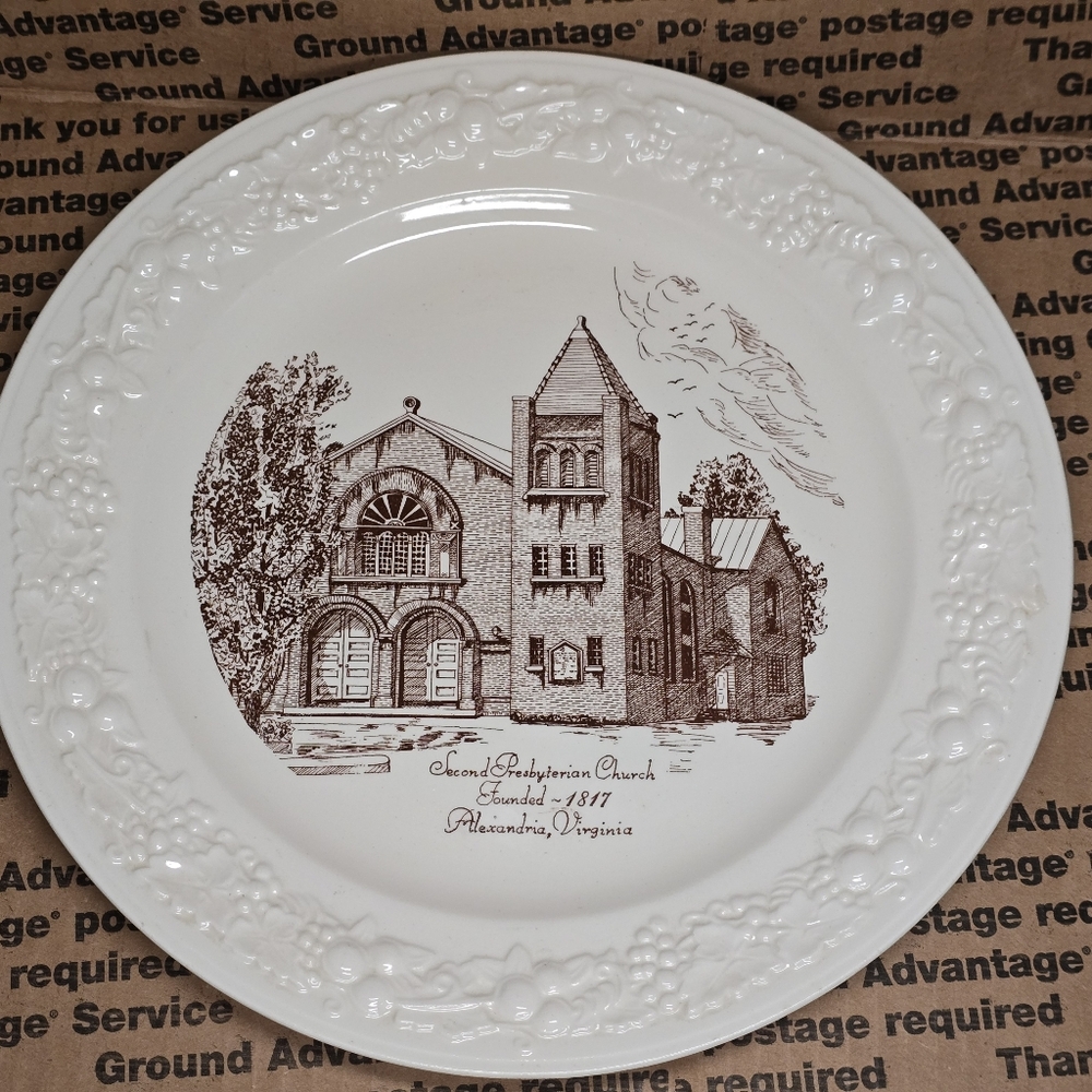 Vintage Second Presbyterian Church 1817 Alexandria, Va Commemorative Plate-1900s